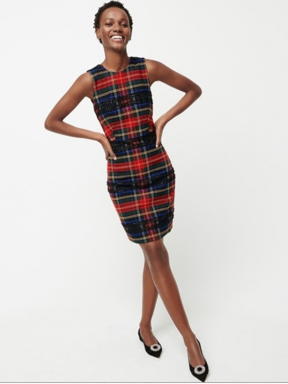 J. Crew Sheath Dress in Lurex Stewart Tartan Plaid, 4P